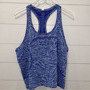 Lululemon Athletica SwiftlyTech Blue Patterned Womens Racerback Tank Top Size 16